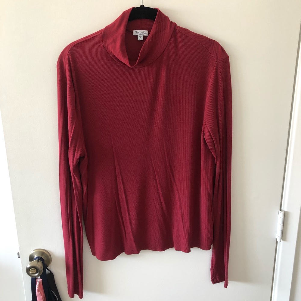 Mock Neck Long Sleeve Burgundy Top